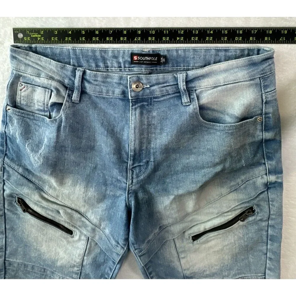 South Pole Shorts Mens 34 (Fits 36)‎ Slim Fit Jean Denim Jorts Faded Y2K 00s VTG